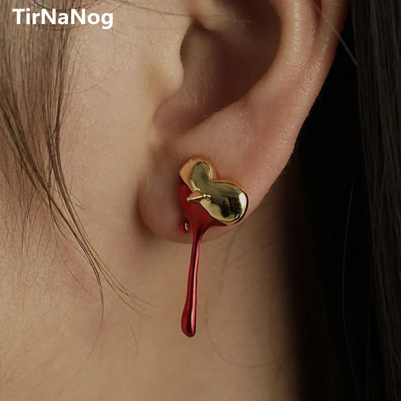 TirNaNog Unique Design Metal Molten Stud earrings Fashion Contracted Enamel Glaze Drop Earrings Women Jewelry Gifts