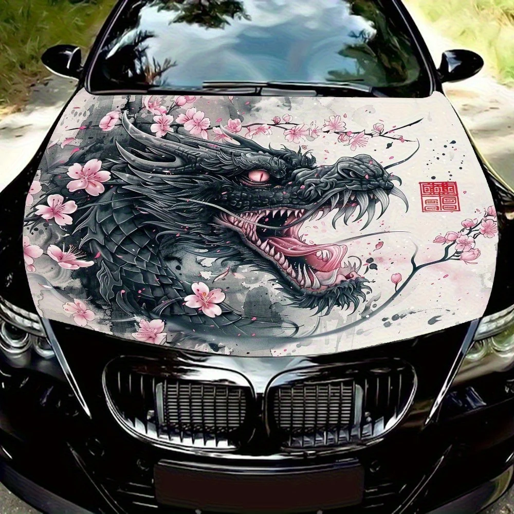 

Наклейка на капот автомобиля Sakura Black Dragon — яркая наклейка из ПВХ для автомобилей, мотоциклов и грузовиков, самоклеящаяся и прочная наклейка на капот