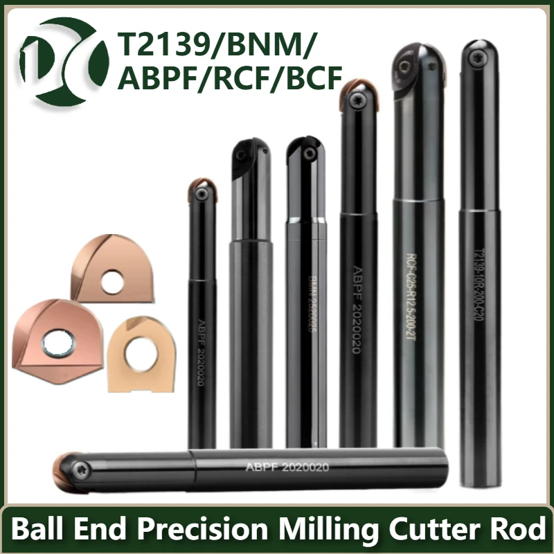 T2139 Ball End Precision Milling Cutter Rod R4-R12.5 for BNM Semicircle Blade CNC Spherical Profiling Tool Holder