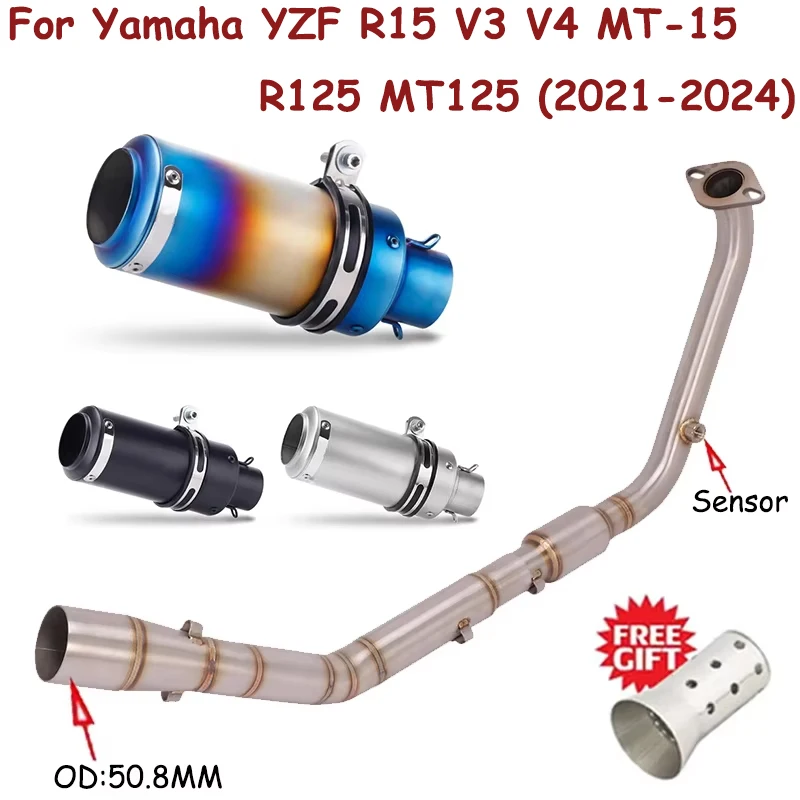 For Yamaha YZF R15 R125 V3 V4 YZF-R15 MT-15 2020 - 2024 Motorcycle Exhaust Systems Escape Front Mid Link Pipe Muffler DB Killer