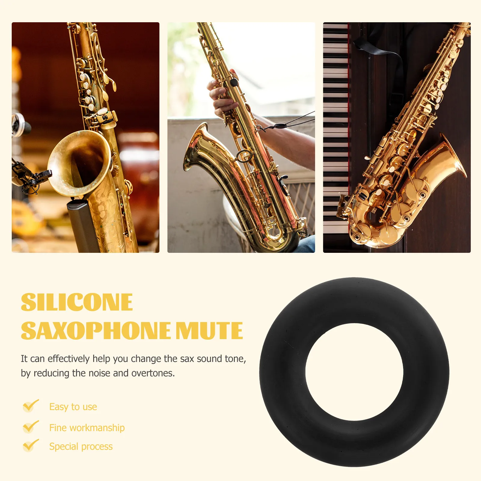 Silicone Tenor Saxophone Mute Professional Sax for Quiet Practice Reduces Noise Overtones Lowers Tone Dampener Sax