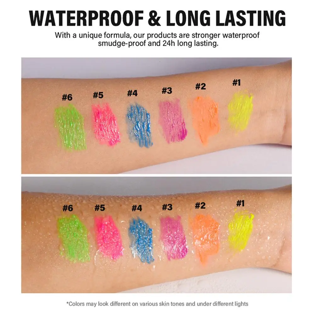 6 ألوان ماسكارا للعين بألوان زاهية فلورسنت طويلة الأمد مقاومة للماء ومضادة للتلطخ لمكياج الحفلات الكاميفالية #5