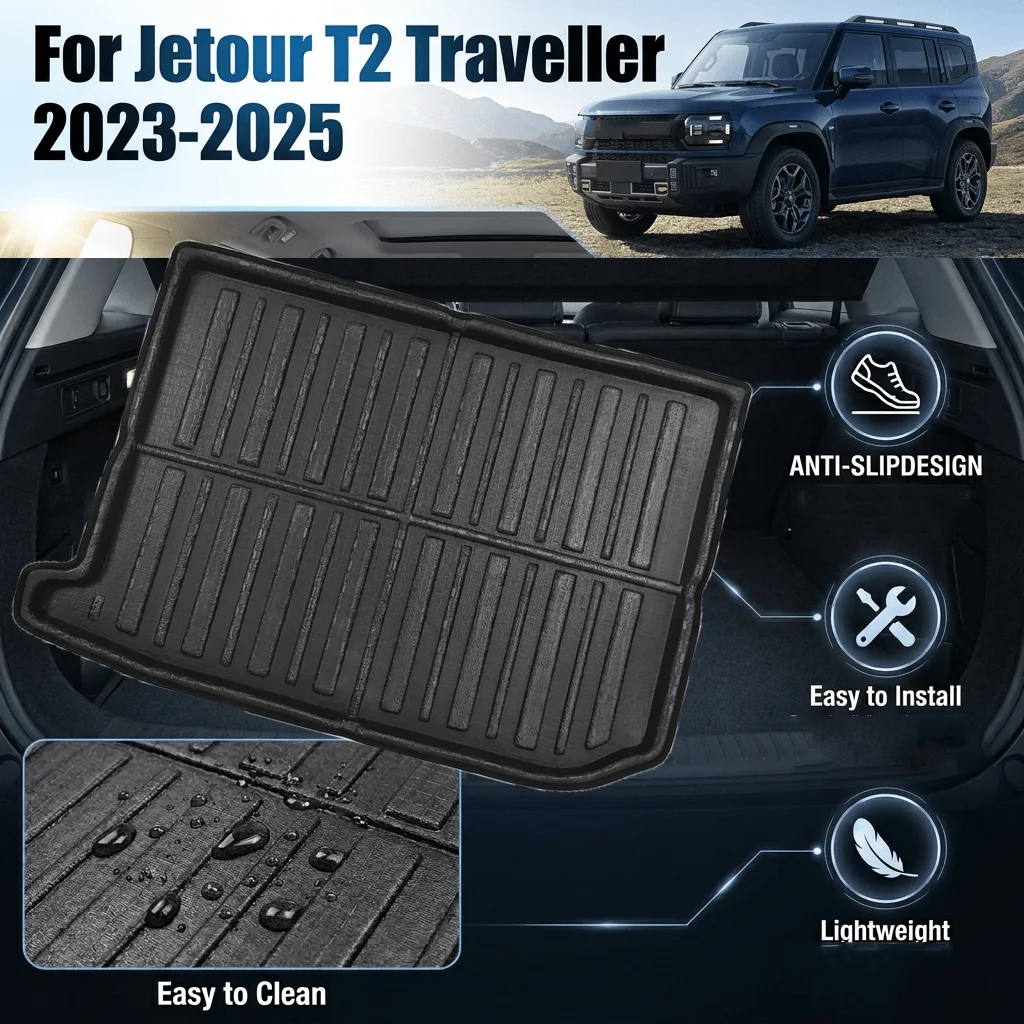 

Trunk Mat For Jetour T2 Traveller 2023-2025 Car Rear Trunk Mats Anti-Dirty Protection Storage Tray Auto Boot Luggage Tray