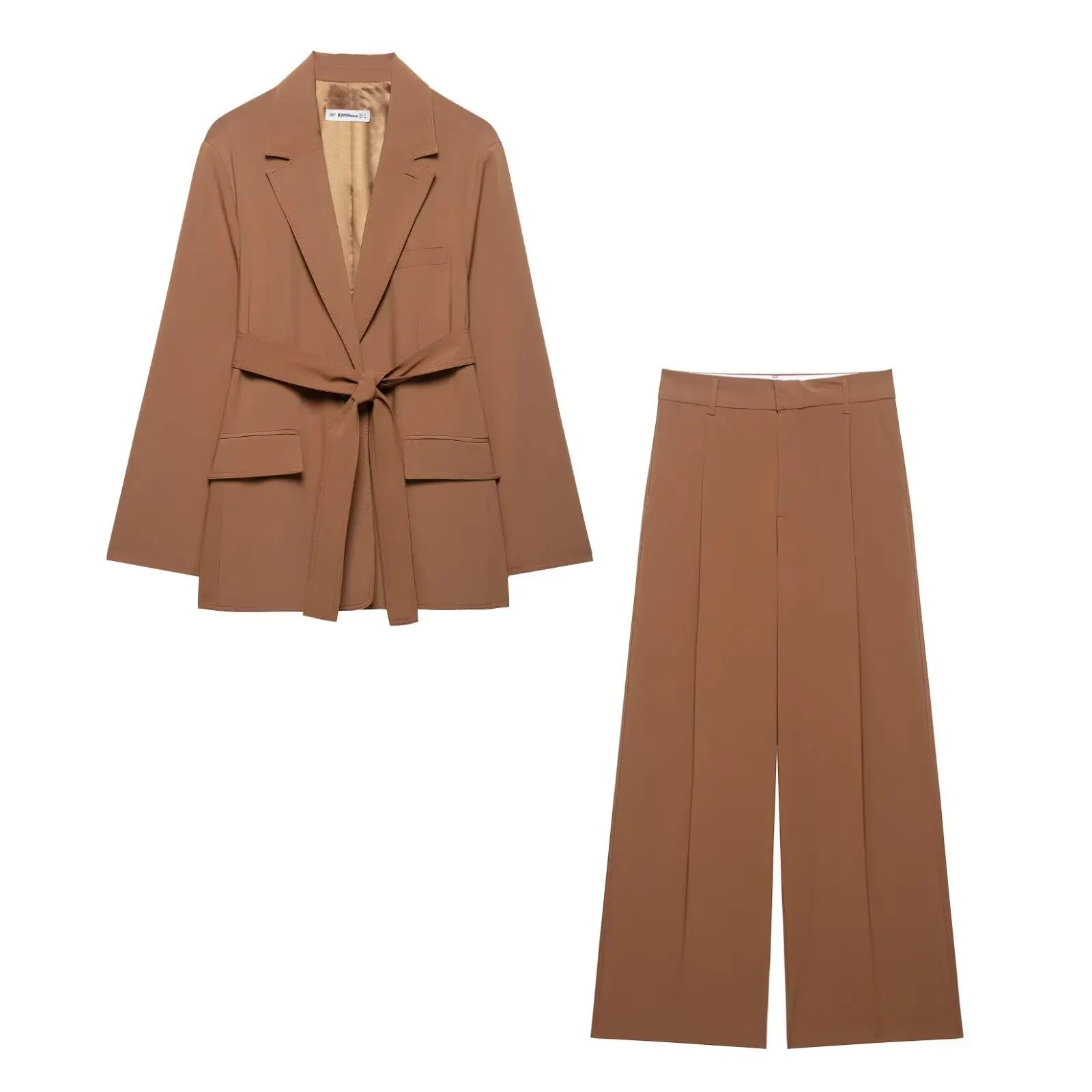 

Women's 2 Pieces Outfit Office Blazer Pants Sets 2025 Loose Belt Coat Straight Leg Pants Women Two Piece Set