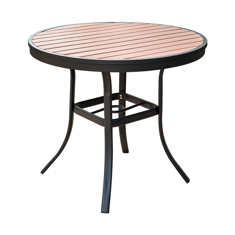 New product outdoor round table 90cm patio furniture plastic wood small coffee table