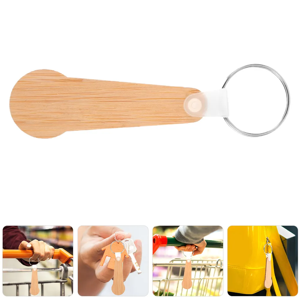 

Набор из 6 бамбуковых брелоков-жетонов для тележек, деревянные держатели для монет, брелоки для ключей от тележек для походов за продуктами