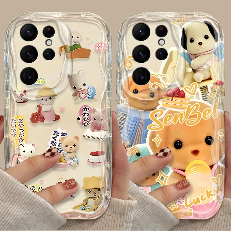 Vintage Bear Animals Luxury Clear Case For Samsung Galaxy S24 Ultra S23 S22 Plus S21 S20 FE A25 A55 A35 A15 A16 A05 A05S A06 TPU