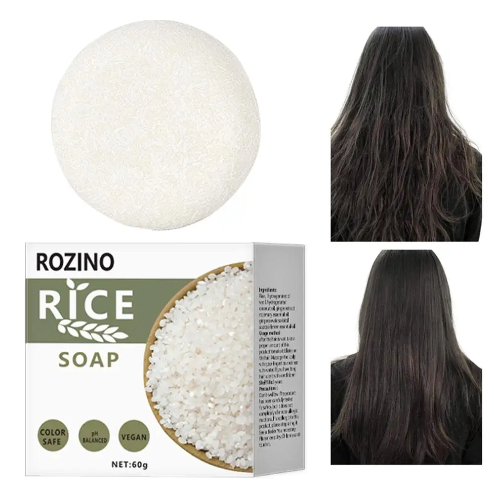 Shampoo de arroz sabonete orgânico barra de sabão de arroz seco condicionamento perda de cabelo sabão nutritivo sabão de cabelo anti anti cabelo s4v3