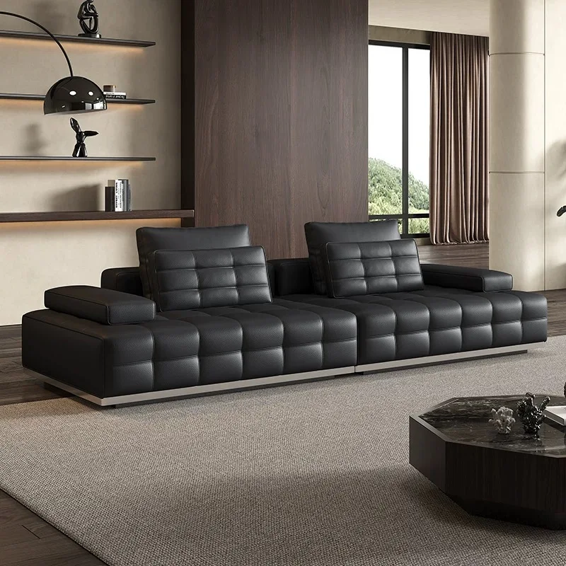 xx-Lawrence Corner/In-Line Genuine Leather Sofa Set First Layer Cowhide Italian Minimalist Design for Large Living Rooms*
