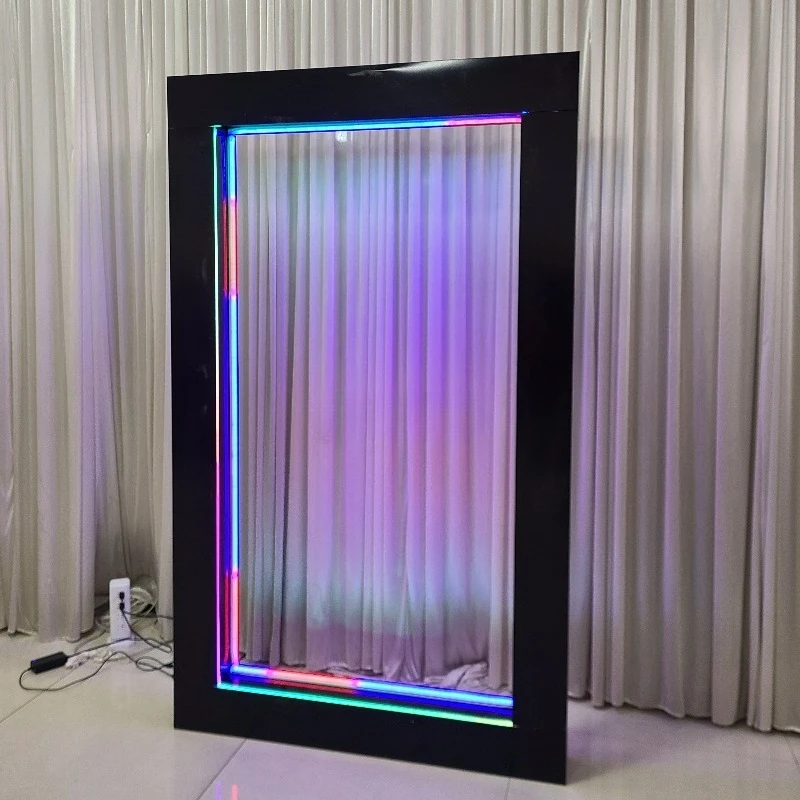 

Wedding Birthday Party Decoration Metal Light Emitting Diode Light Arched Background Frame Square Picture Photo Frame Wall