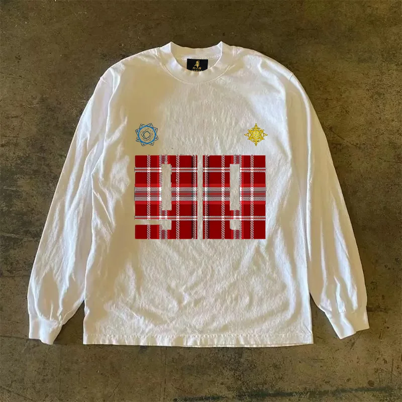 Long Sleeve 310 Pure Cotton Double Thread Men's T-shirt Upward Hero Non-Light American Style Couple's T-shirt for Youth