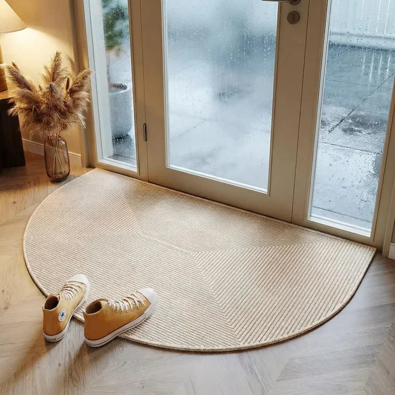 Semi Circle Minimalist Door Mat, Non-Slip Entryway Rug, Dirt Trapping Welcome Mat, Modern Home Decor, Kitchen or Front Door Mat
