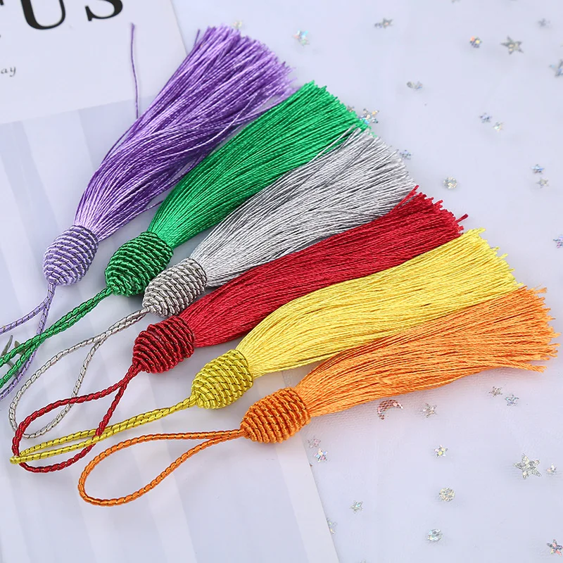 10Pcs Hanging Rope Silk Tassels Fringe Sewing Bang Tassel Trim Key Tassels for DIY Embellish Curtain Jewelry Making Accessories