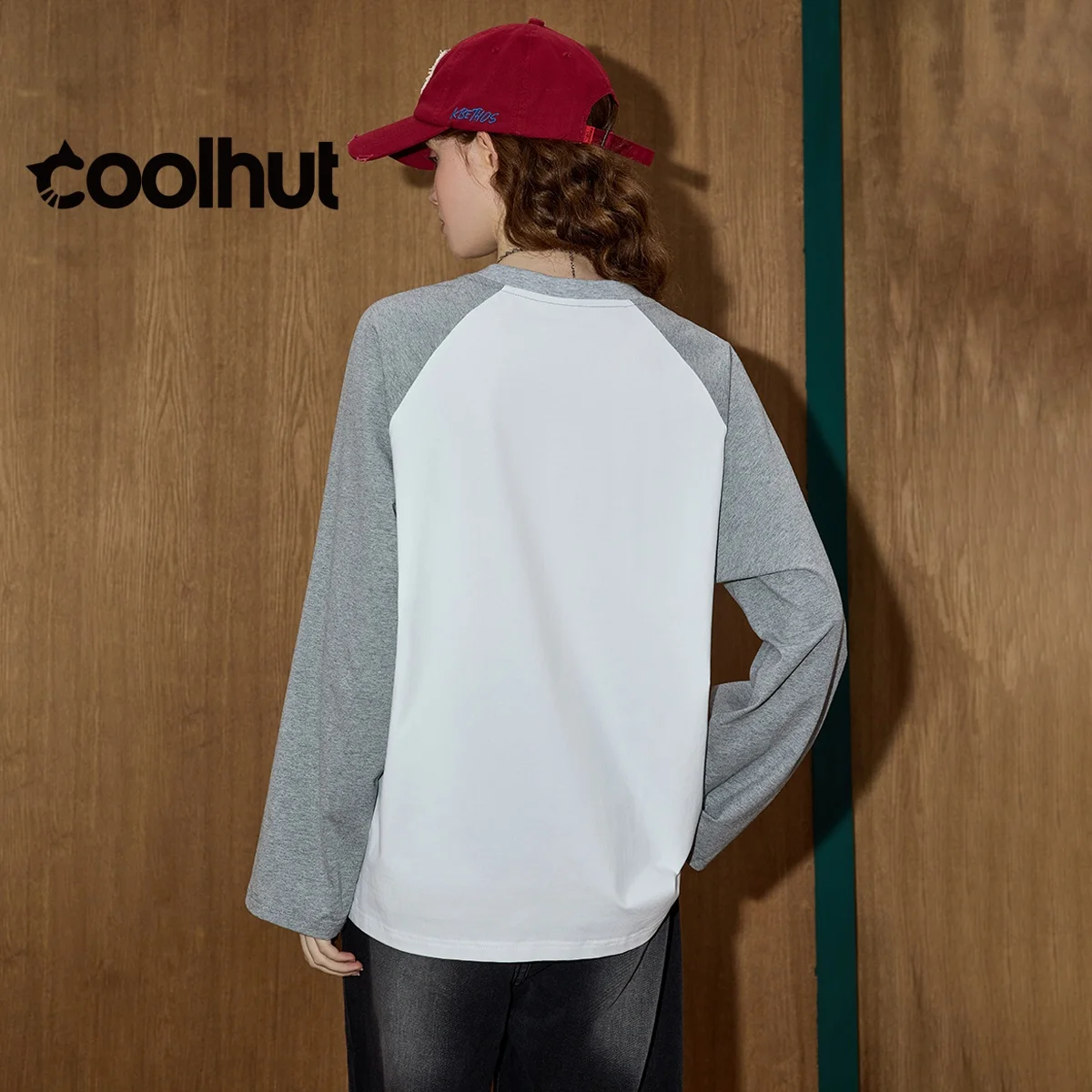 COOLHUT y2k graphic t shirts Women's American Retro Color Block Raglan Sleeve Tee Lace Trim Long Sleeve Casual Fall Graphic Top