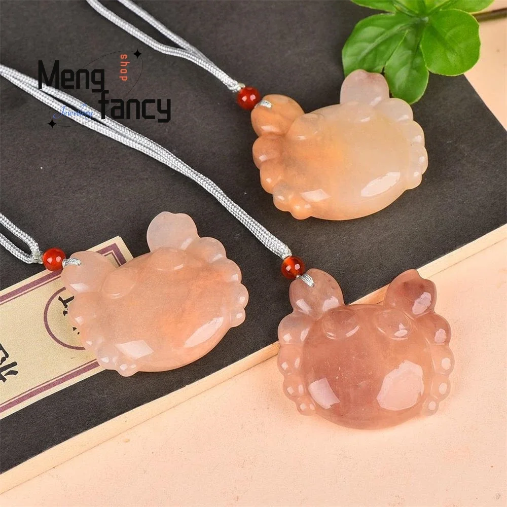 

Natural Hetian Golden Silk Jade Crab Pendant Charms Fashion Fine Jewelry Women Men Engraver Amulet Mascots Necklace Holiday Gift