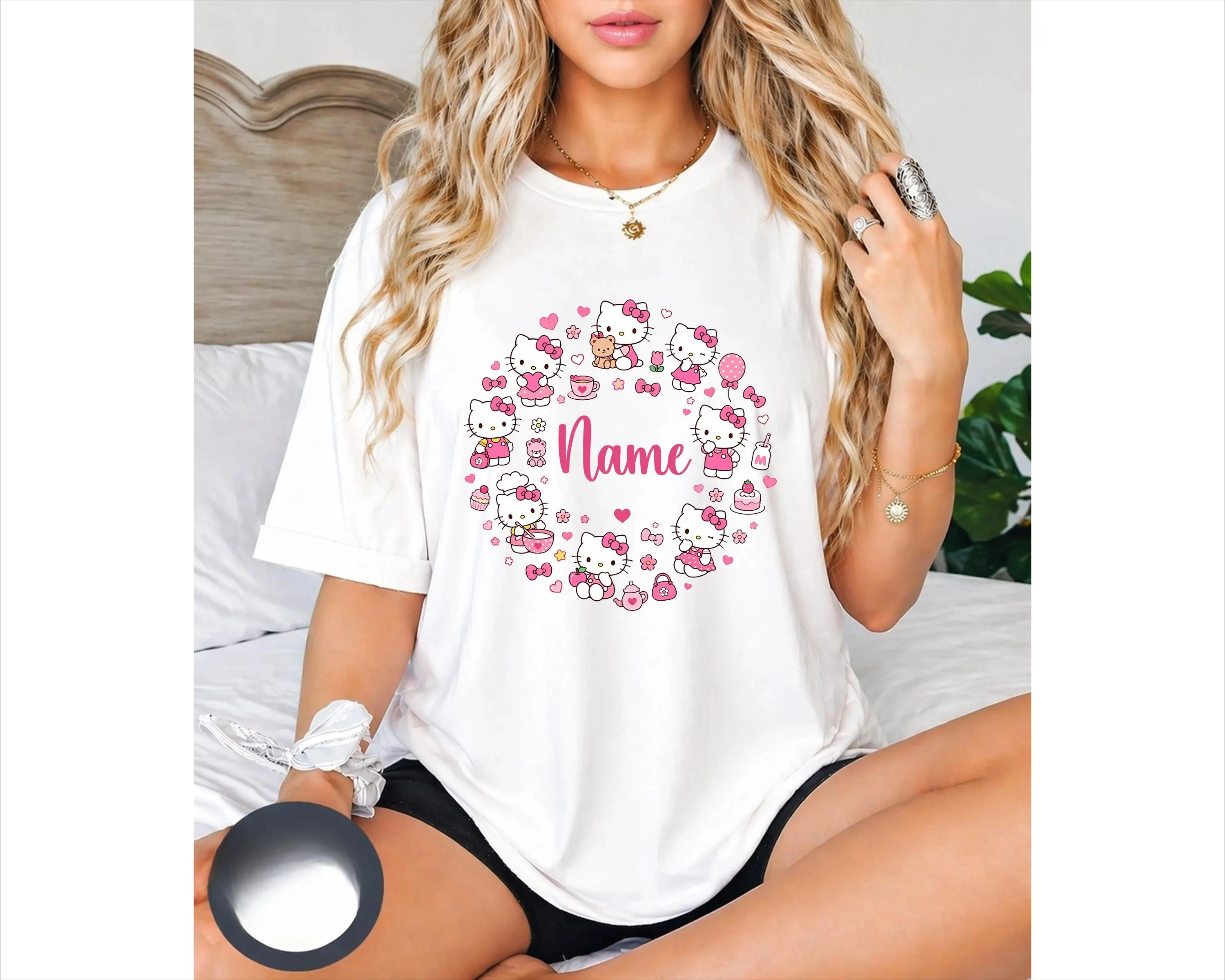 Hello Kitty Print Graphic Tee Unisex Short Sleeve T Shirt Kawaii Cartoon Casual Summer Top For Girls Boys Sweet Daily Outfit