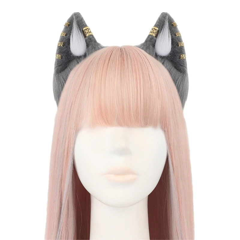 Cosplay Maid Dog Ear Cosplay Hair Hoop with Ear Studded Woman Teens Headband for Live Broadcast Carnivals Hairband