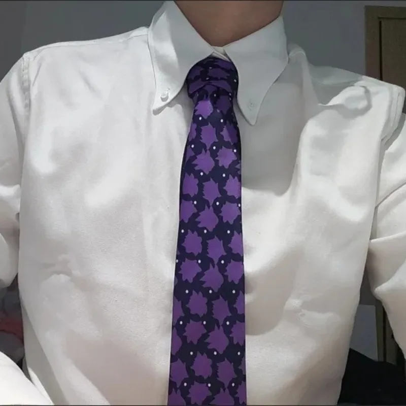 Gengar Solid Tie Unisex Necktie for Men Fashion Ties Slim Anime Jacquard Woven Neckties Uniform Shirt Suit Neckties Accessories