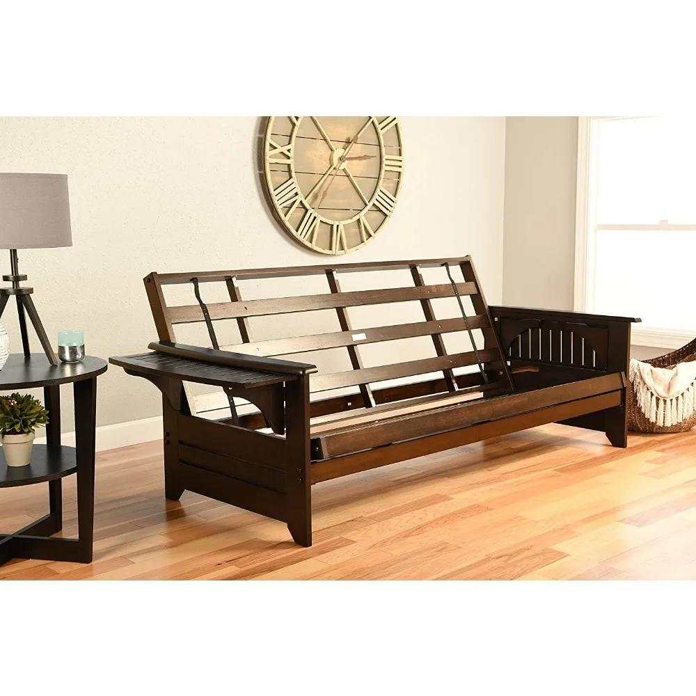 Furniture Frames, Phoenix Full Size Futon in Espresso Finish, Linen Charcoal Furniture Frames