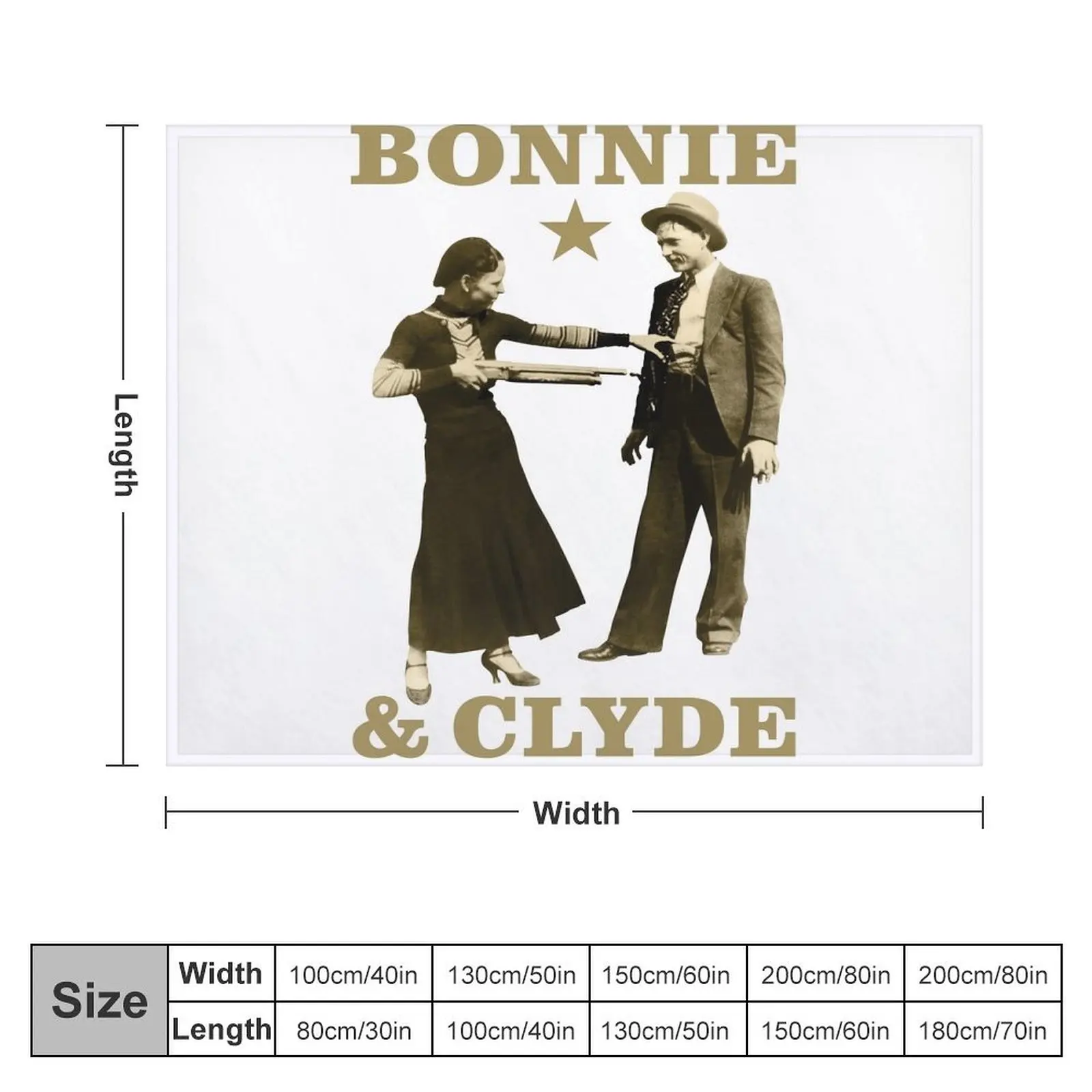 Bonnie & Clyde Throw Blanket Sofa Throw Comforter Hairys Blankets