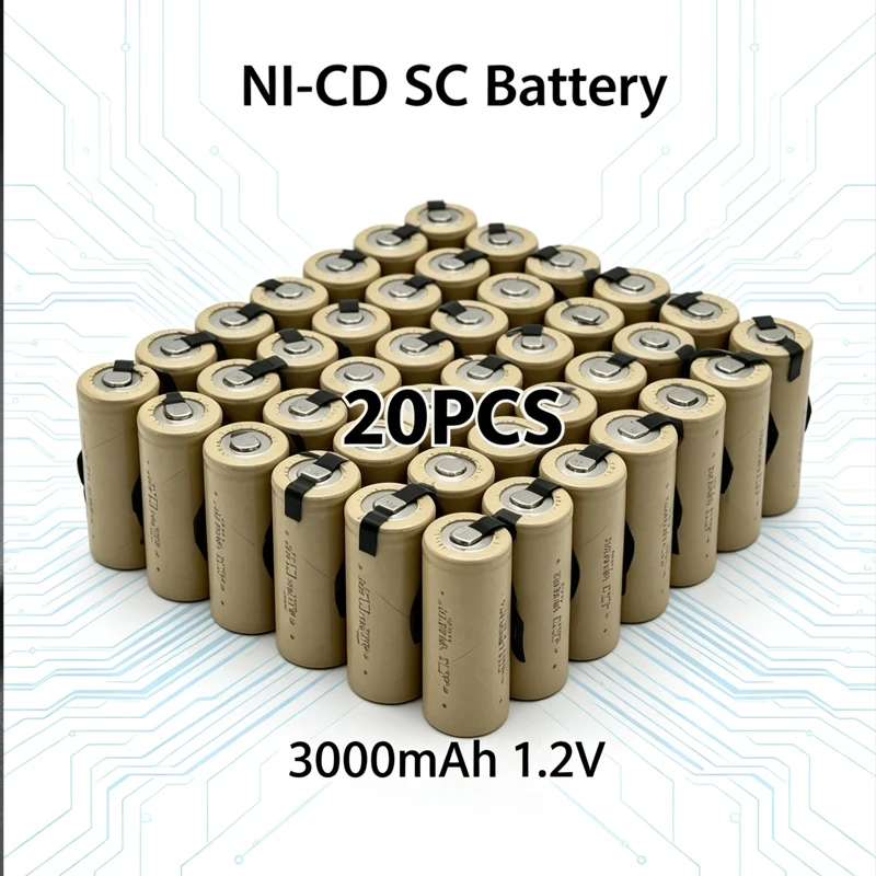 Batteria ricaricabile Ni-Cd Sub C 1,2V 3000mAh con linguetta, celle NiCd SC per trapano avvitatore senza fili, utensili elettrici, torcia, kit batteria fai-da-te, disponibile in magazzino UE