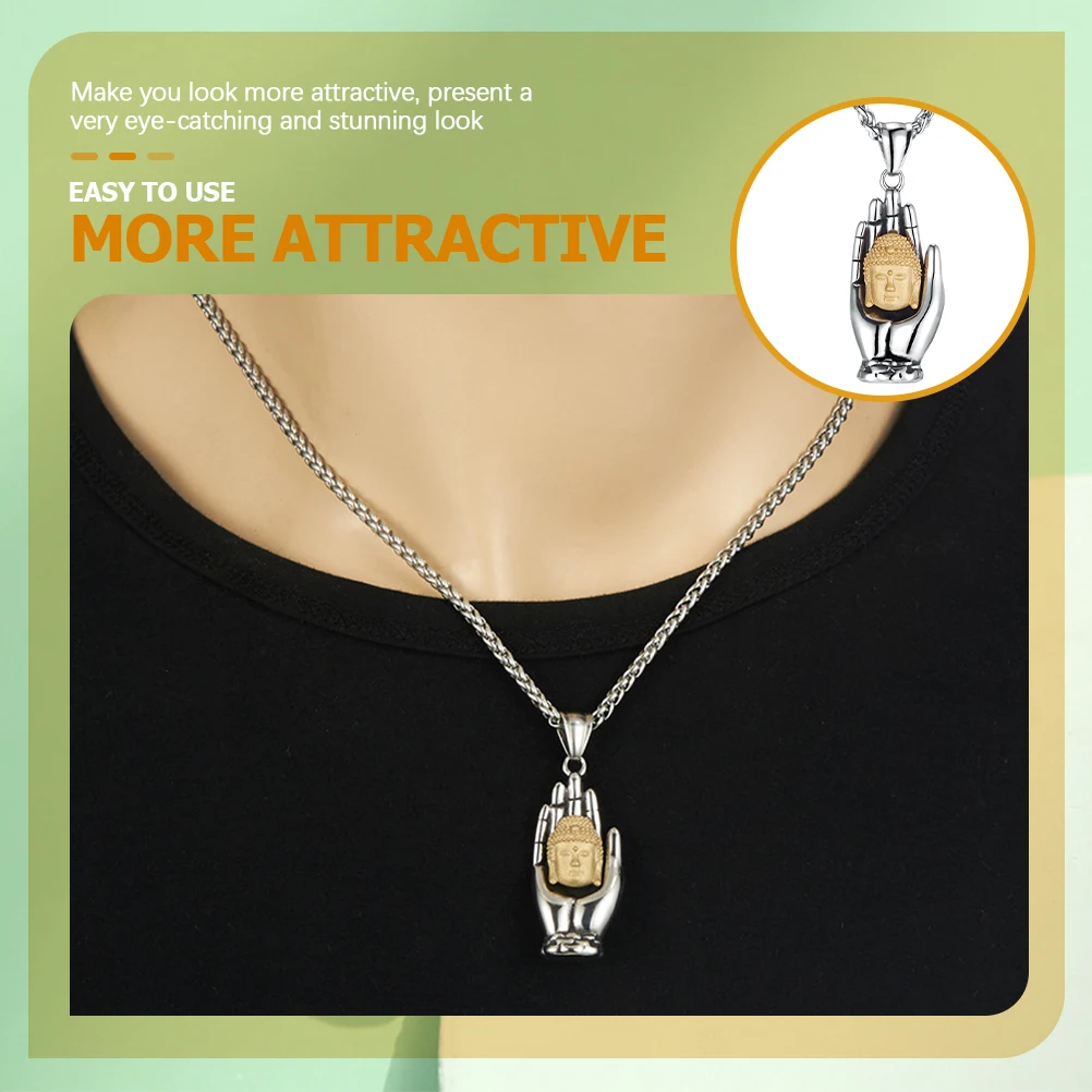 

Buddha Hand Palm Necklace Men Vintage Punk Style Unique Design for Celebration Birthday Valentine's Day Eye-Catching