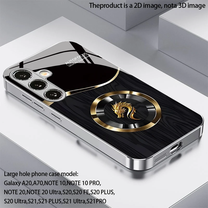 2D Dragon Black Gold Pattern Mobile Phone Case for Samsung S26 S25 S24 S23 S22 S21 S20 A56 A36 A16 - Glass Protective Cover view 6