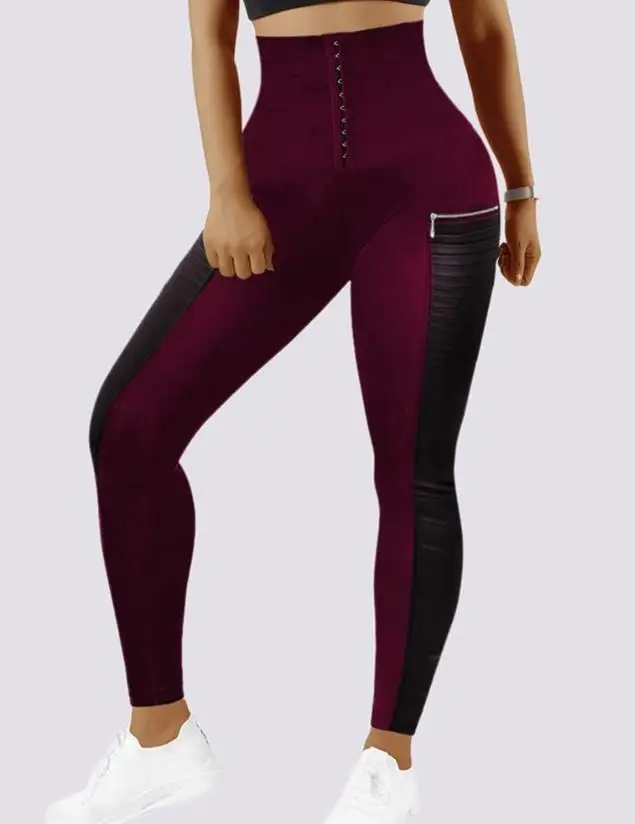 Calças de ginástica fitness treino esporte leggings calças mulher moda zíper design cintura alta controle barriga magro ativo yoga calças