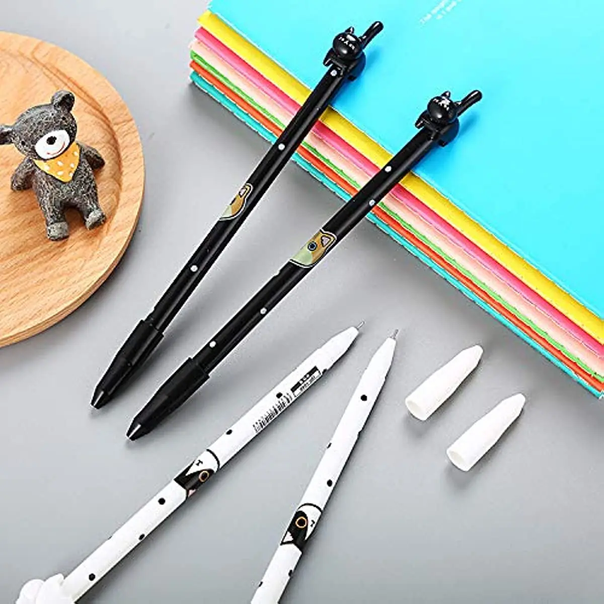 24 Pcs Black Gel Ink Pens Cartoon Stationery Kawaii Cat Pens School Kids Gift Children Students Prize Kawaii Stationery