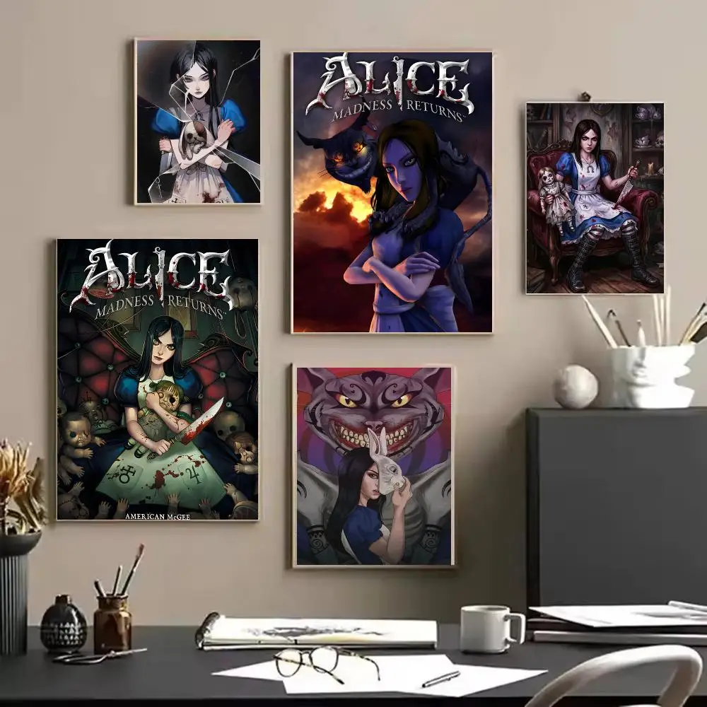 Game A-Alice M-Madness R-Returns Poster Modern Aesthetic Wall Art | Stylish Bedroom Home Decor & Unique Gift Ideas