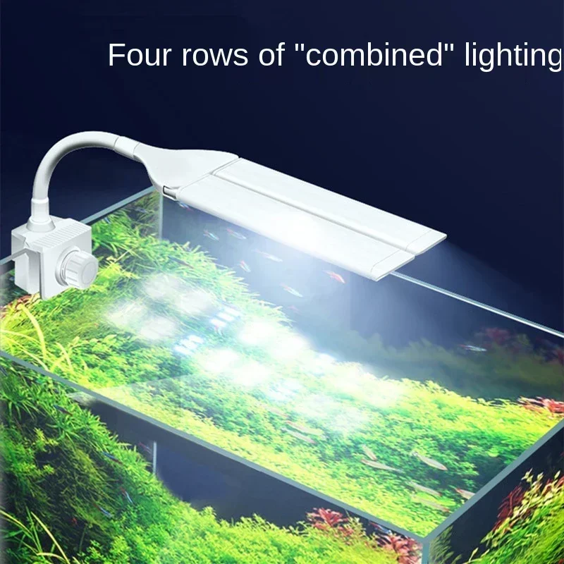 Aquarium LED Four Row Wide Angle Clip Lighting 110-220V Blue Whtie Plants Grow Light Aquarium USB Plug Energy Saving Light Clip