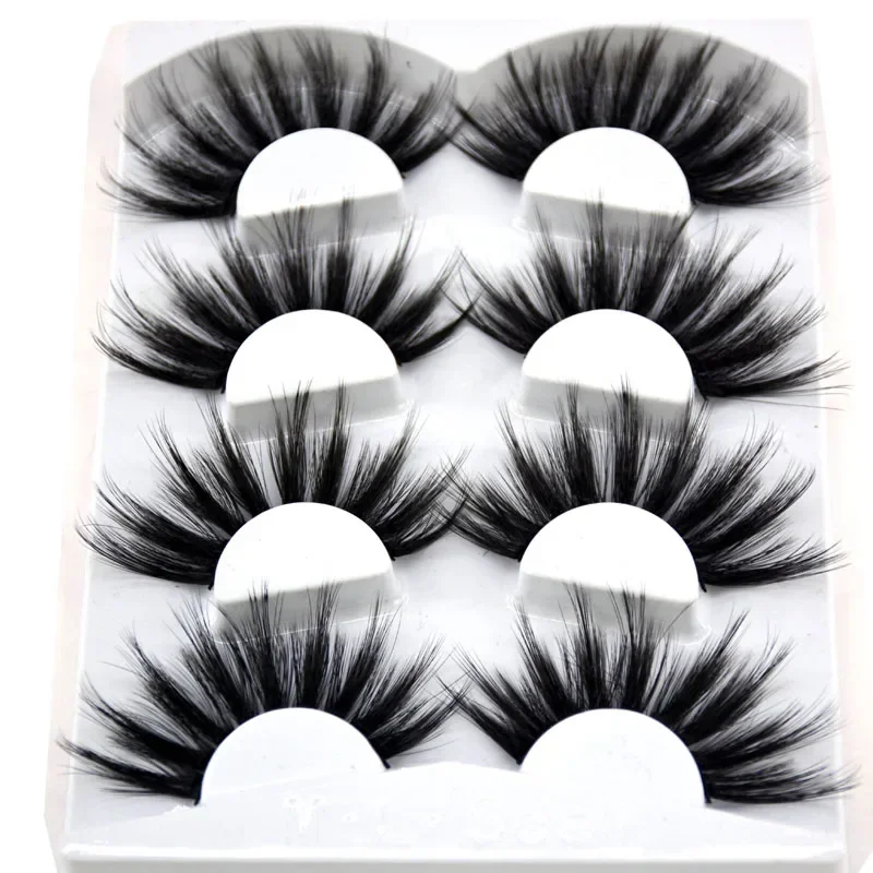 AMSDCN 4 pairs of natural mink eyelashes 25mm handmade eyelash extension natural 3D false eyelash makeup mink eyelash extension - view 4