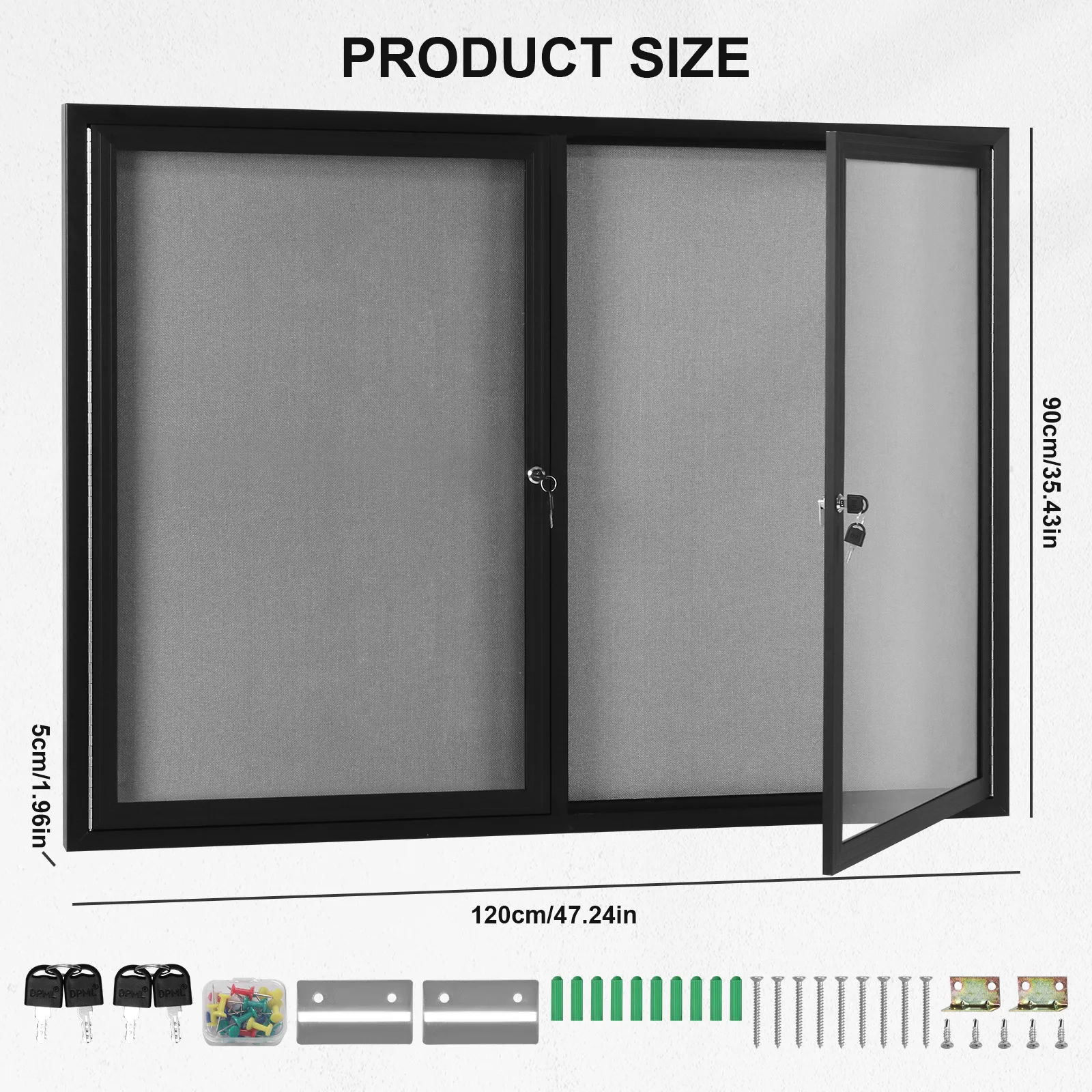 

Влагостойкая пробковая доска для объявлений в алюминиевой раме с запирающейся стеклянной дверцей для дома, офиса и общественного использования