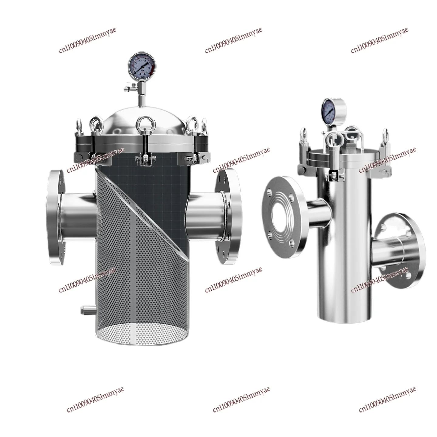 Stainless steel basket filter pipe decontamination device large flow basket type