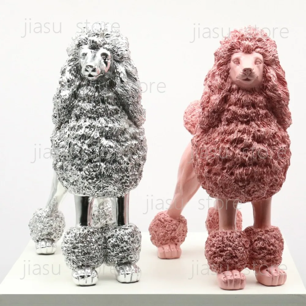 

Фигурки пуделей из смолы: современный декор для гостиной, имитация, креативные розовые миниатюры, портативное украшение для дома и интерьера