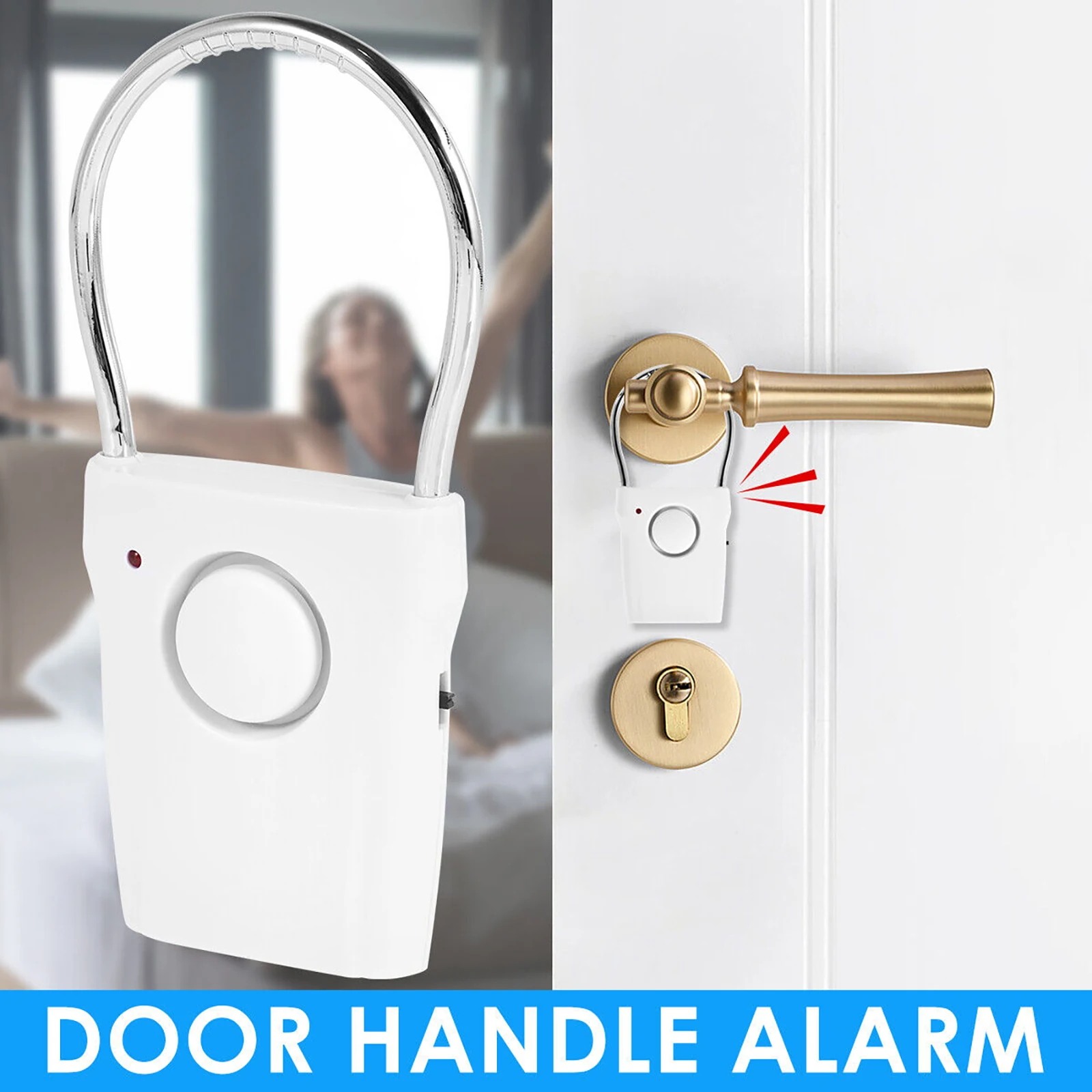 115dB Door Handle Alarm Portable Door Security Alarm Alarm Equipment Battery Operated For Home Travel Hotel Apartment Security