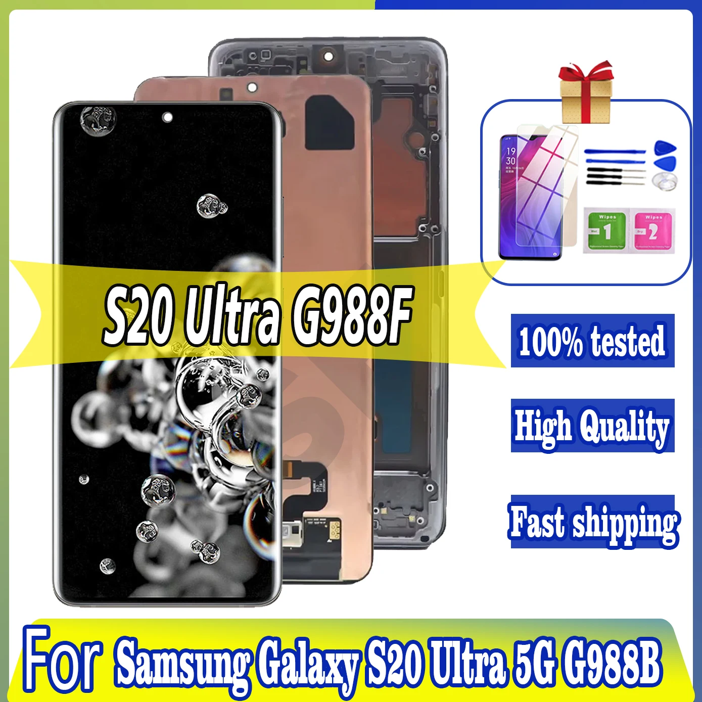 

6.9" LCD For Samsung Galaxy S20 Ultra 5G LCD Screen Display S20 Ultra SM-988F G988B/DS LCD Touch Screen Digitizer With Frame