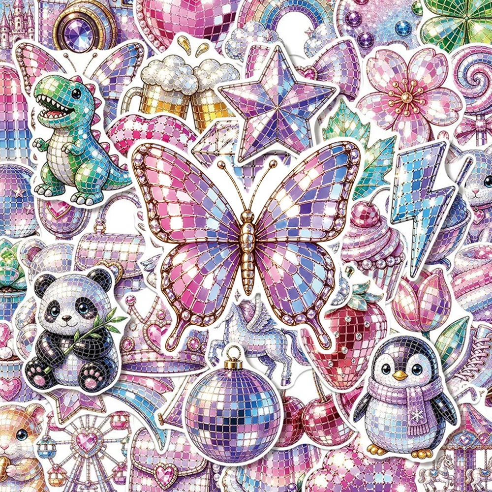 10/30/50pcs Vintage Shiny Disco Style Aesthetic Stickers Cute Colorful Graffiti Sticker DIY Lapto Water Bottle Phone Decals Toy