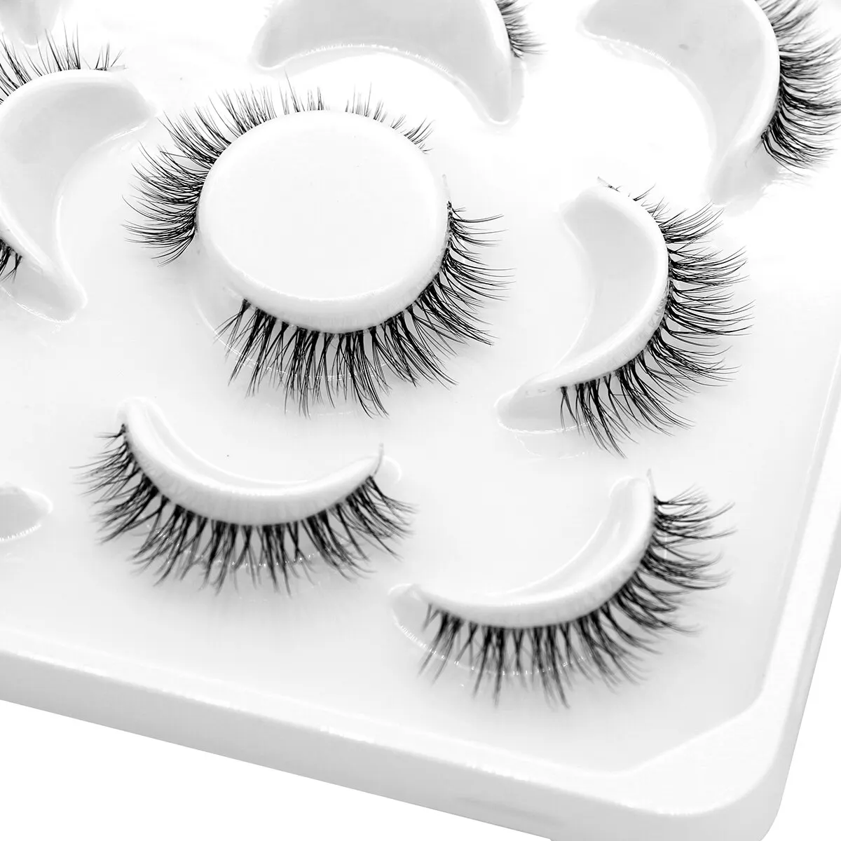 GROINNEYA Manga Lashes Natural Long 5 Pairs Faux Mink Eyelashes Natural Short Full Strip Lashes Clear Band Soft Natural Eyelashe