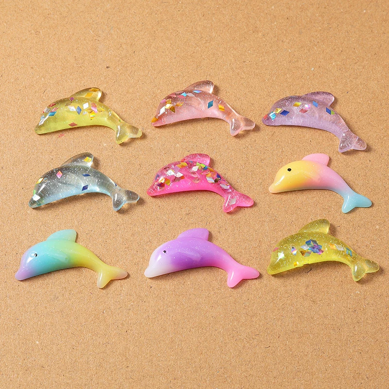 10pcs 35x14mm Resin Dolphin  Flat Back Cabochons Scrapbook for Jewelry Making DIY Hairpin Embellishments Accessories