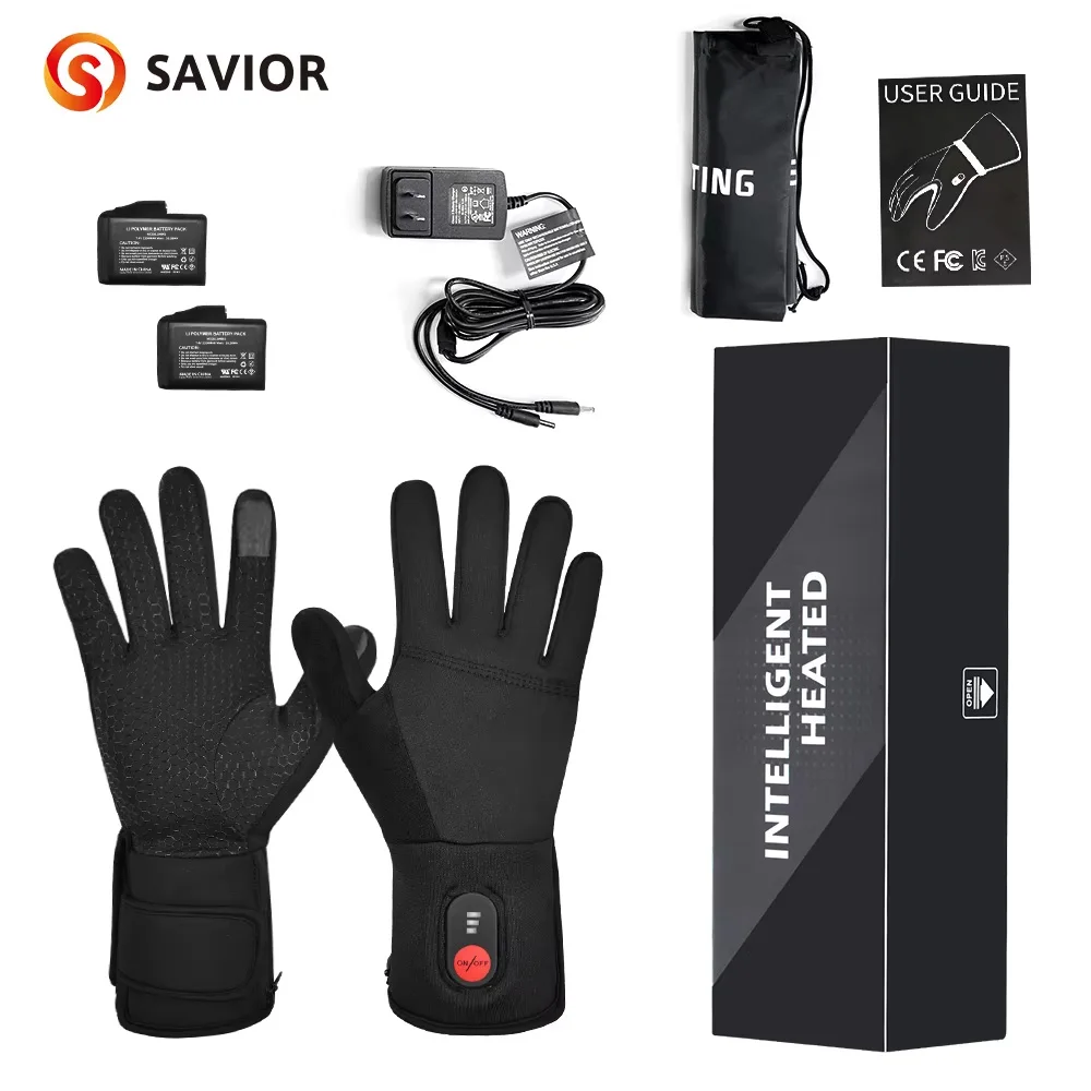 Savior Heat Retter Beheizte Handschuhe Elektrische Skifahren Winter Warme Unterstützung Touchscreen Handschuh Männer Frauen Snowboarden Thermische Skifahren Liner Outdoor 4