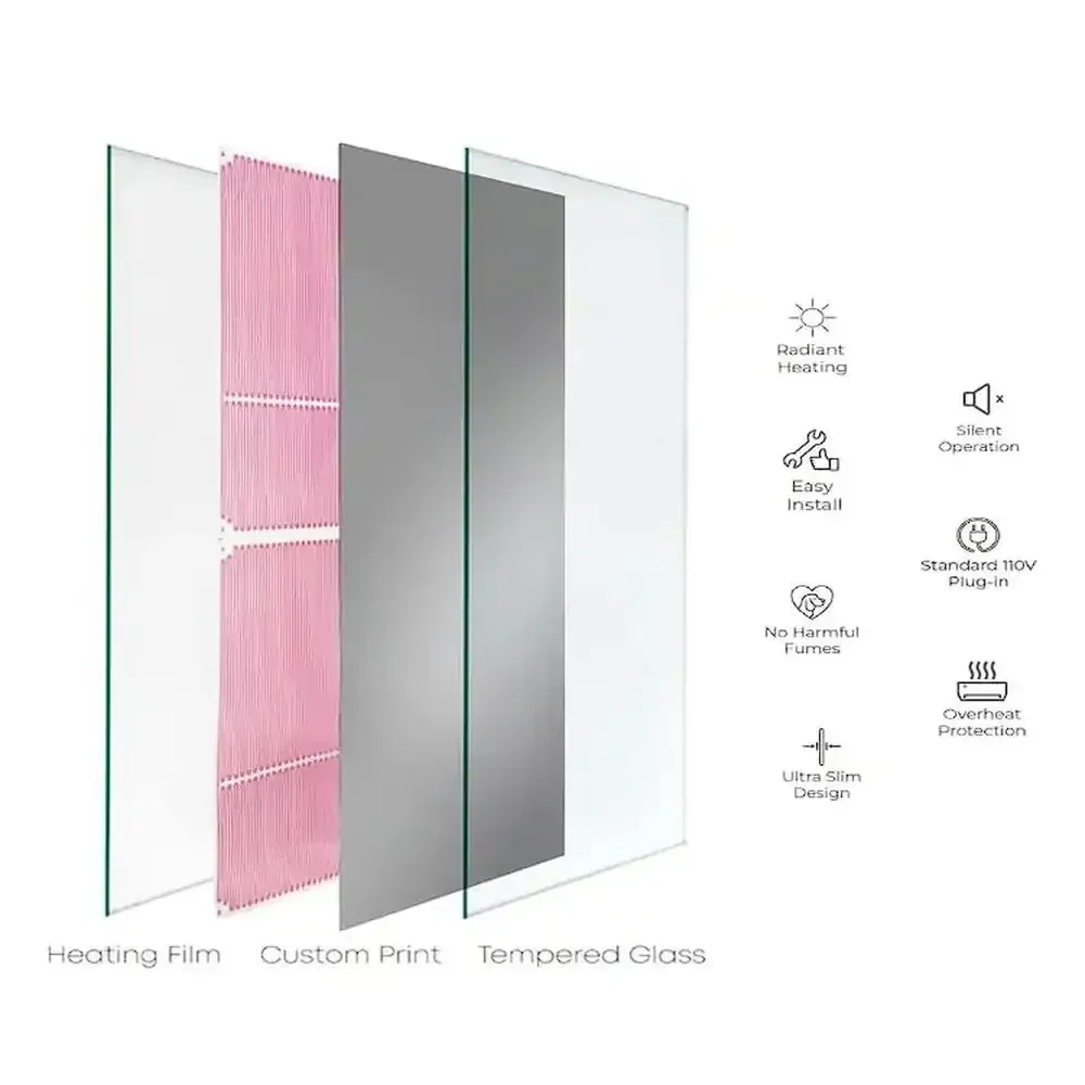 Radiant Glass Panel Wall Heater Easy Install Durable Energy Efficient