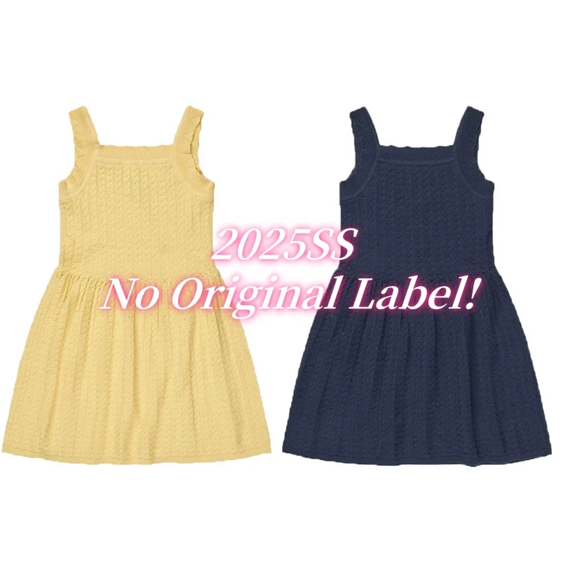 Kids Clothes 2025 Summer Girls Tank Top Dress Sleeveless Knitted Jacquard Dress