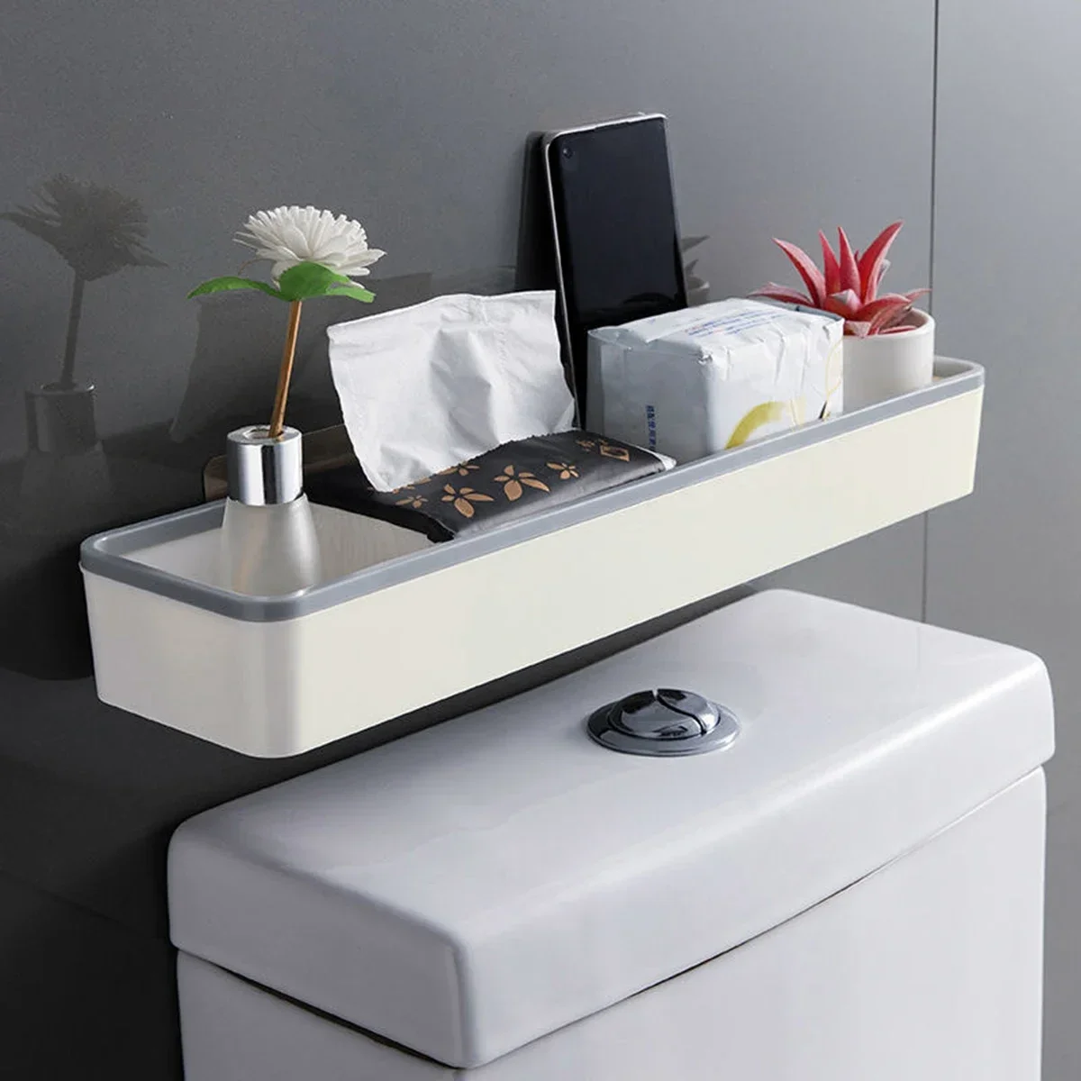 

Toilet Bathroom Storage Cabinet Rack Wall Hanging Hole Free Multifunctional Artifact Above Toilet Rack White Shelf Organizer