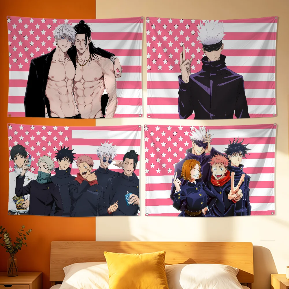 Anime J-Jujutsu Kaisen Flag Polyester Printing Banner For Bedroom Living Bar Garden Garage Wall Art Out Door Decoration Gifts