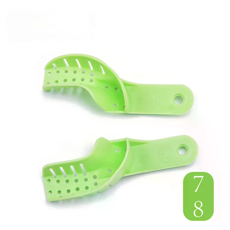 10Pcs Dental Impression Tray Impression Mesh Plastic Materials Dental Impression Trays Full-Size Green Blue Lab Tools