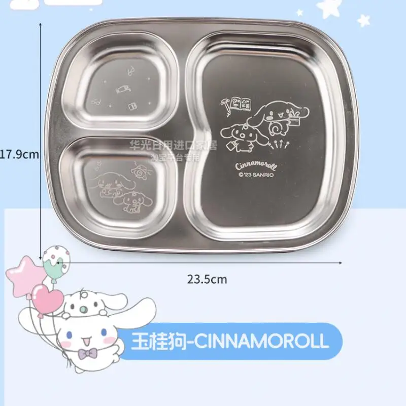 

Sanrio Kawaii Dining Plate Cute Cartoon Creativity Grid Plate Student Kindergarten Canteen Plate Dinner Good-Looking New Style