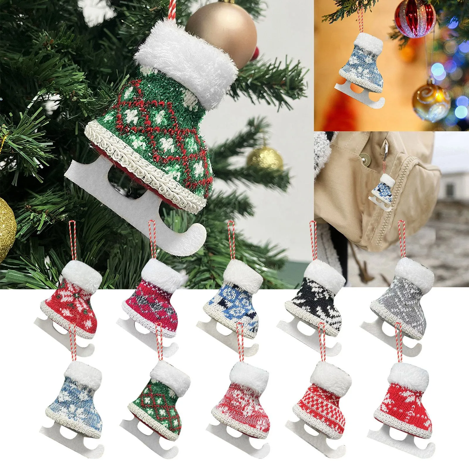 Hanging Pendant Navidad Noel  Christmas TreeIce Skates Shoes Christmas Ornament Creative Gift Party Decor Decoration New Year