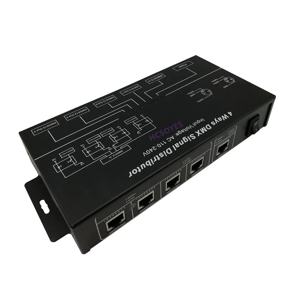 DMX124 AC100V-240V المدخلات DMX512 مكبر للصوت الخائن DMX إشارة مكرر 4CH 4 منافذ الإخراج DMX إشارة الموزع #4