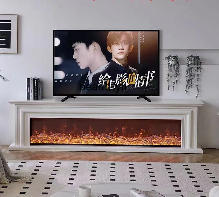 

1.2/1.8/2.4 M French Fireplace TV Cabinet Villa Living Room Simulation Flame Wood Heating Fireplace Decoration